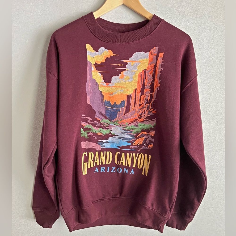 Grand Canyon Arizona Graphic Sweatshirt Burgundy Desert Landscape Pullover